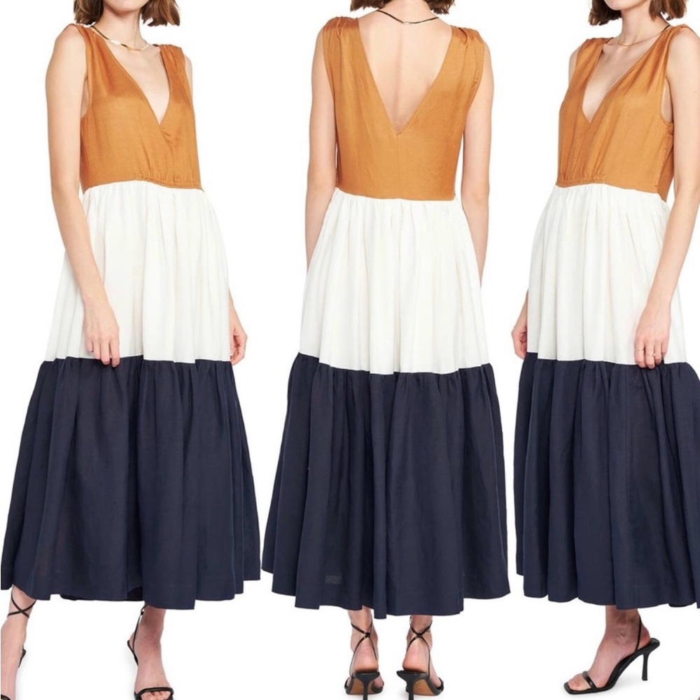 En Saidon Colorblock Midi Dress - Small
